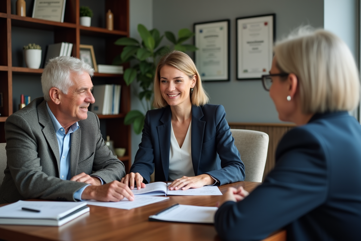 Conseillère en retraite discutant avec un couple