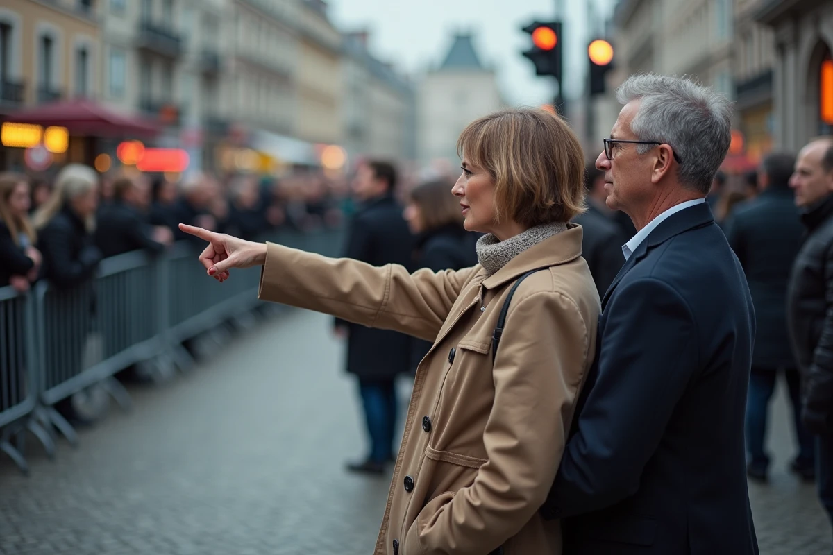 Couple observant une figure publique lors d’un événement