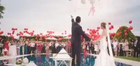 animation lancé de ballons à un mariage