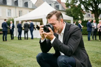 Photographe professionnel en action lors d'un événement en plein air à Longjumeau