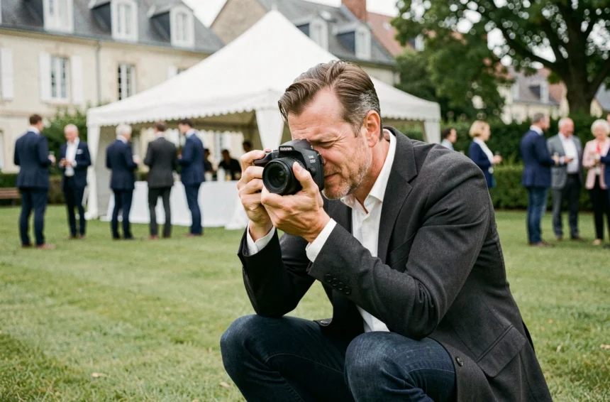 Photographe professionnel en action lors d'un événement en plein air à Longjumeau