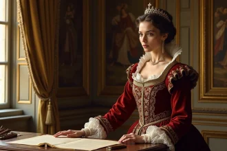 Portrait d'une reine en robe royale du XVIIe siècle